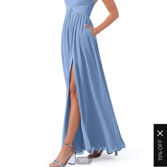 Azazie Steel Blue Dress - Picture 4 of 6